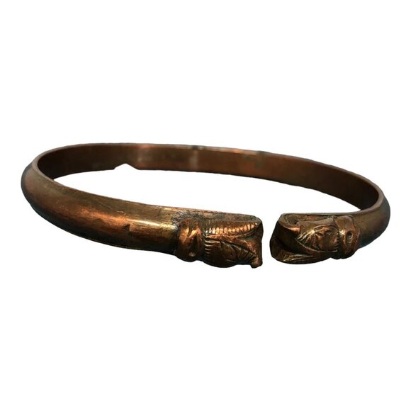 Unisex Copper Punjabi Cuff Kada Animal Figure Free Size Tribal Bracelet - Picture 1 of 12